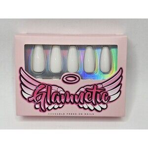 Glamnetic Reusable Press-On Nails I Do Long Coffin White 30 Nail Kit New